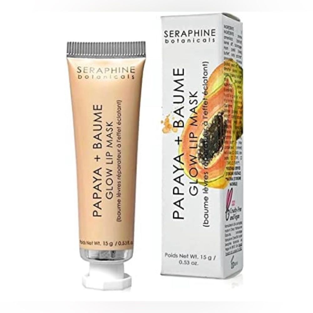 Seraphine Botanicals Papaya + Baume Glow Lip Mask, 15g/.53oz, New in Box